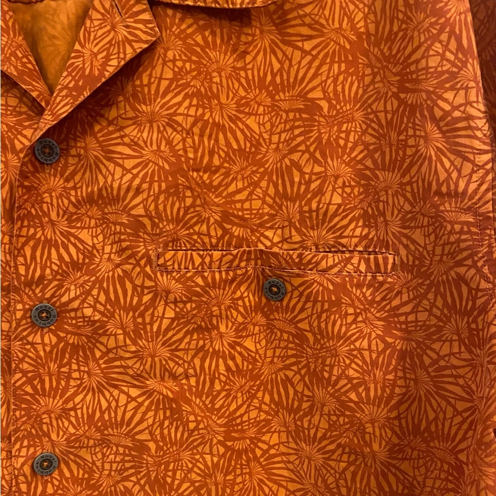 Royal Robbins Short Sleeve Button Up Shirt Sz L Two-tone Orange Print - Picture 4 of 7